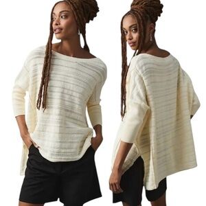 Pilcro Anthropologie Cream Oversized Sweater Tunic Sz Small